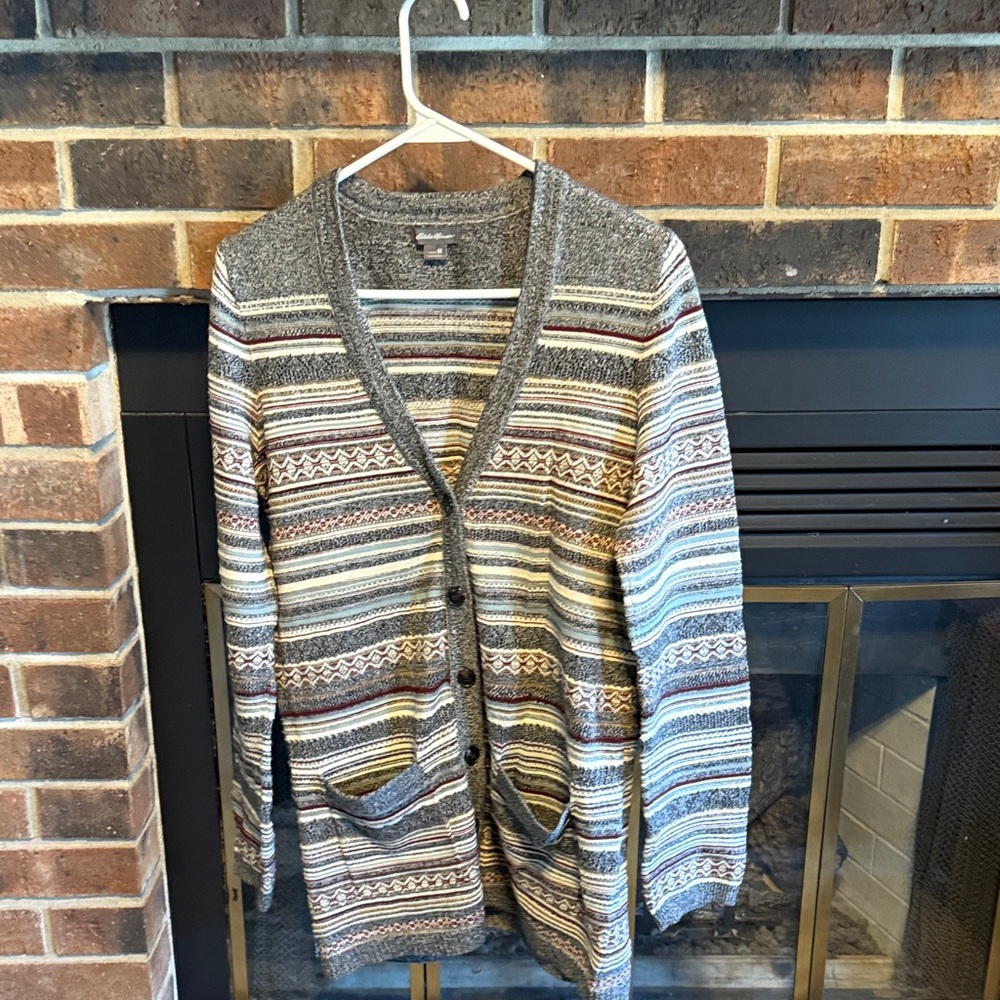 Eddie Bauer Multicolor Striped Cardigan Sweater